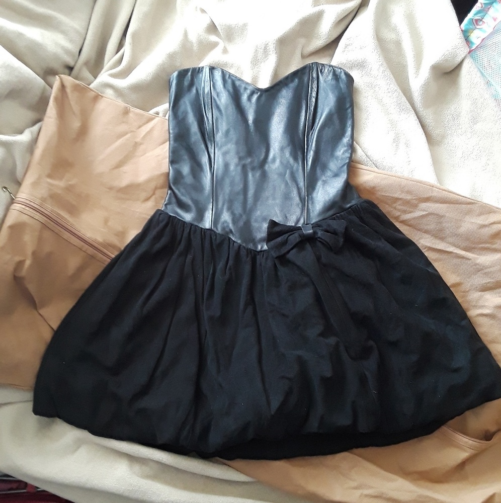 FIRENZE Sanata Barbara Black Leather/Suede Dress